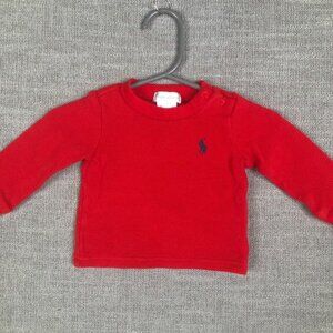 Ralph Lauren Shirt Baby Boys 3m Months Red Waffle Knit Preppy Small Pony Logo